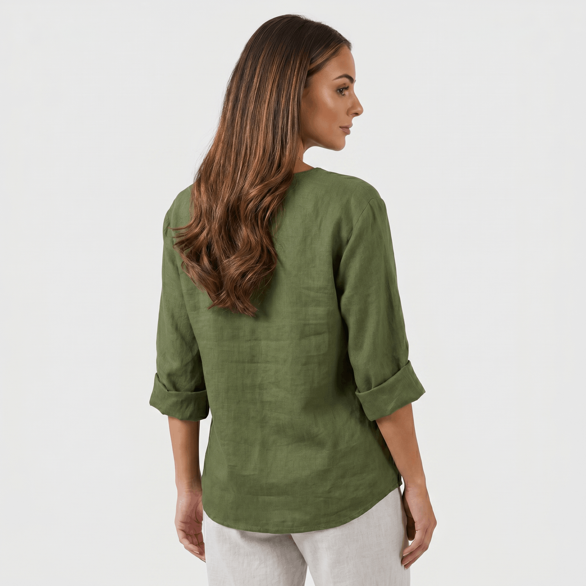 Amelia Linen Blend Blouse – Relaxed Button Front Lightweight Casual Top