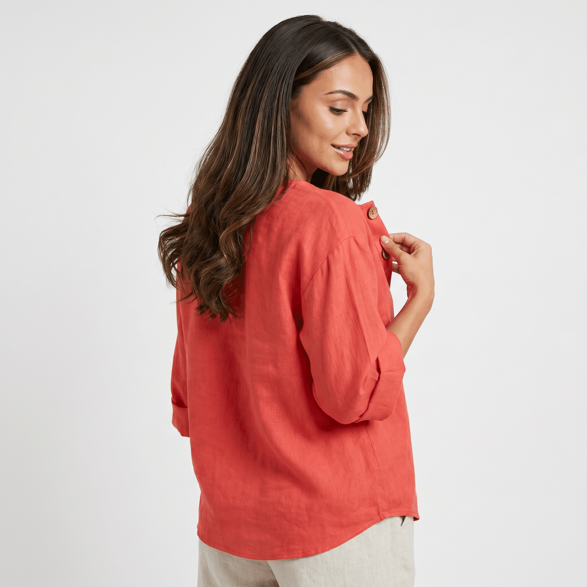 Amelia Linen Blend Blouse – Relaxed Button Front Lightweight Casual Top