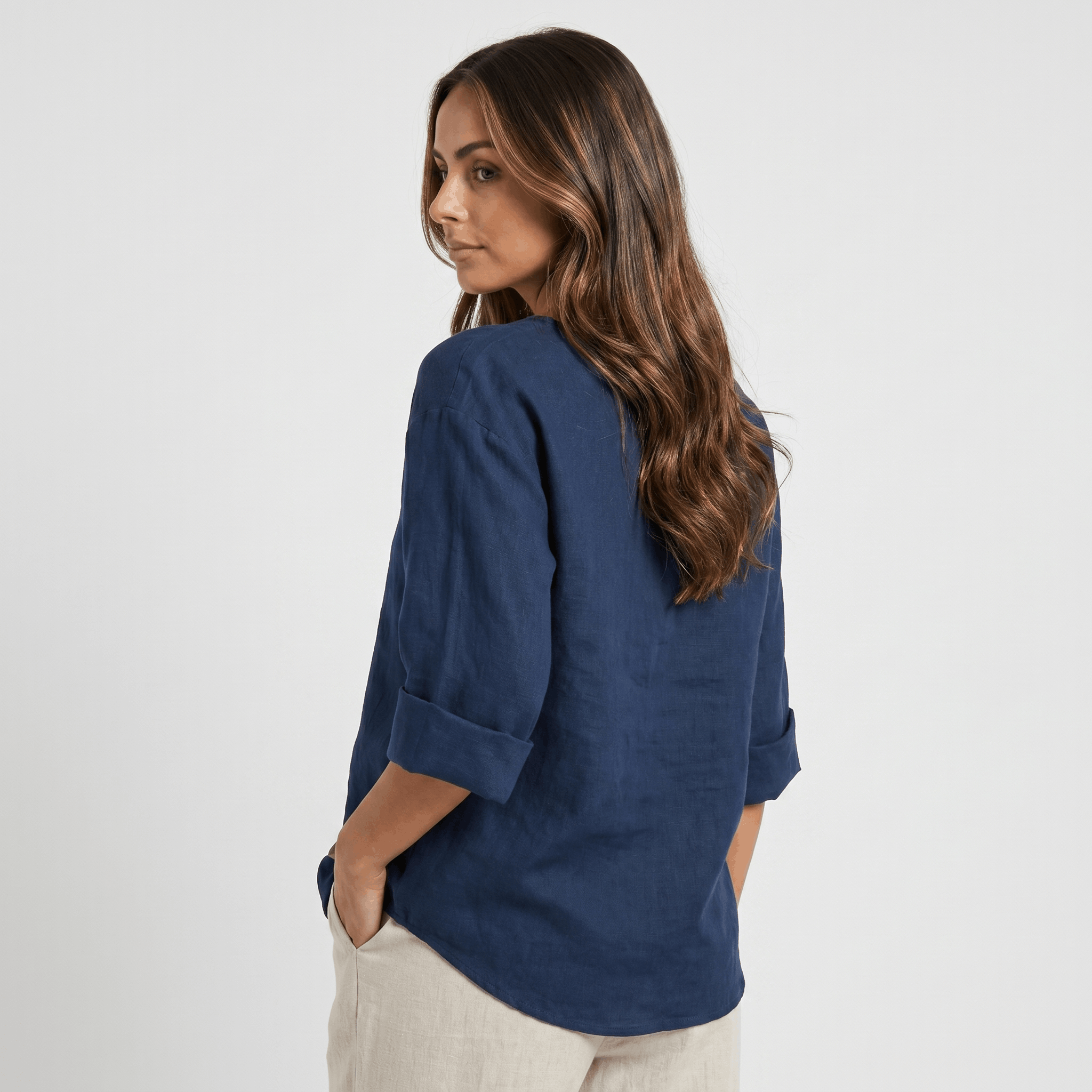 Amelia Linen Blend Blouse – Relaxed Button Front Lightweight Casual Top
