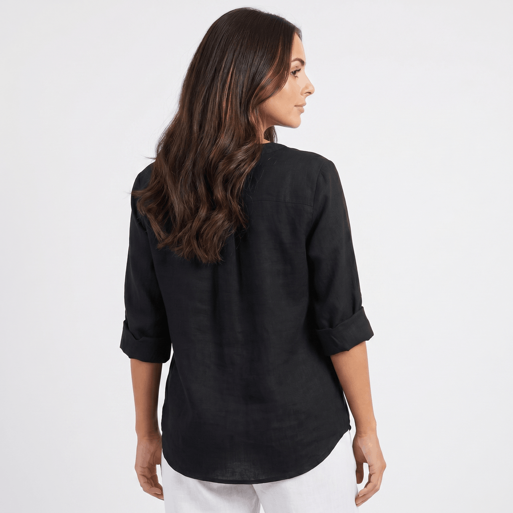 Amelia Linen Blend Blouse – Relaxed Button Front Lightweight Casual Top