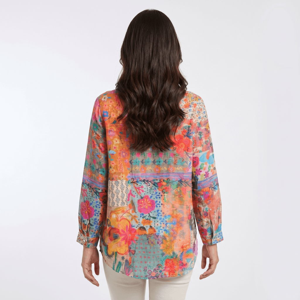 Isabella Printed Linen Blouse – Relaxed Colorful Lightweight Everyday Top