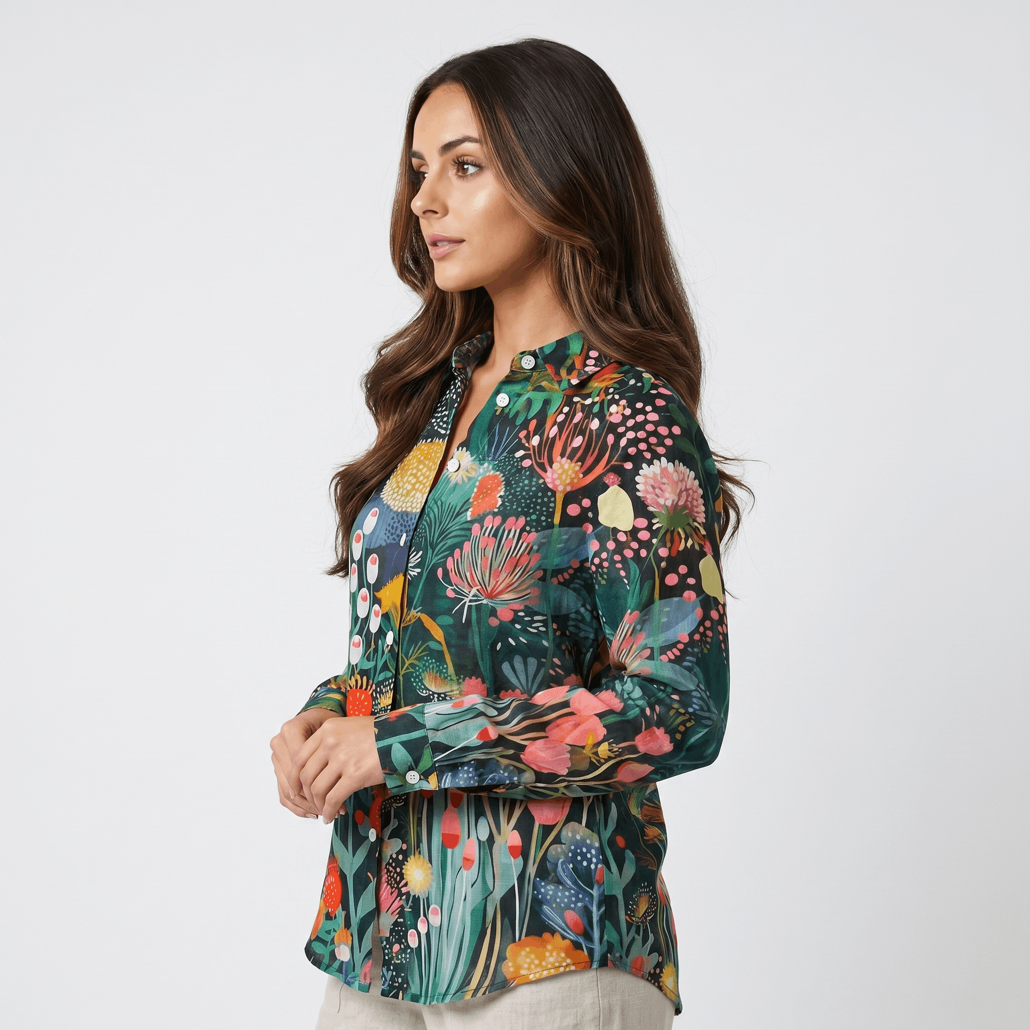 Isabella Printed Linen Blouse – Relaxed Colorful Lightweight Everyday Top