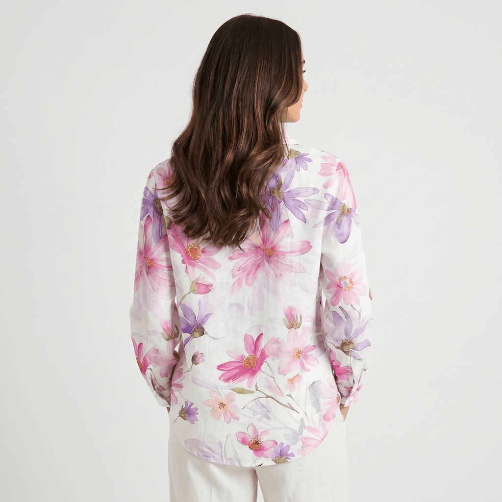 Isabella Printed Linen Blouse – Relaxed Colorful Lightweight Everyday Top