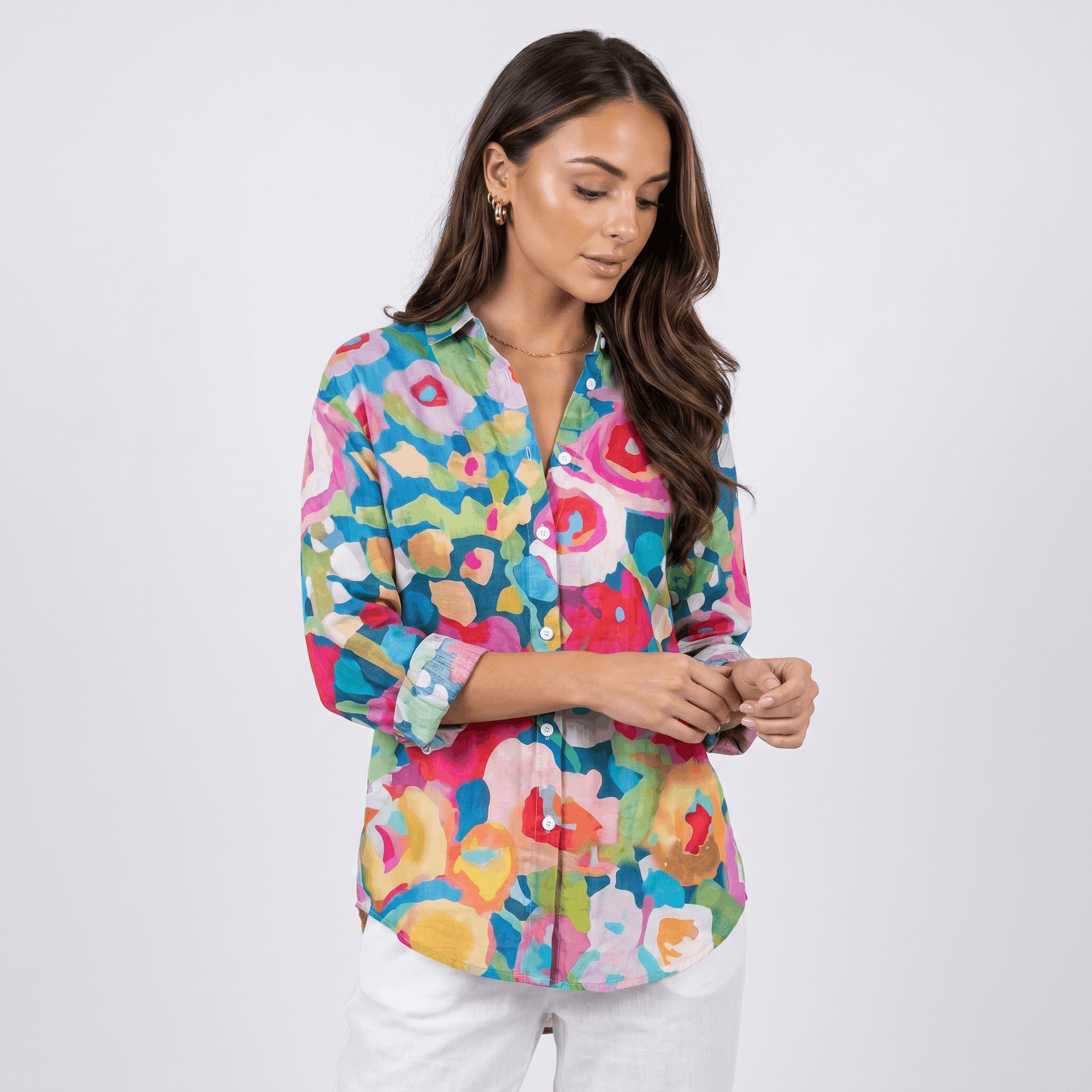 Isabella Printed Linen Blouse – Relaxed Colorful Lightweight Everyday Top