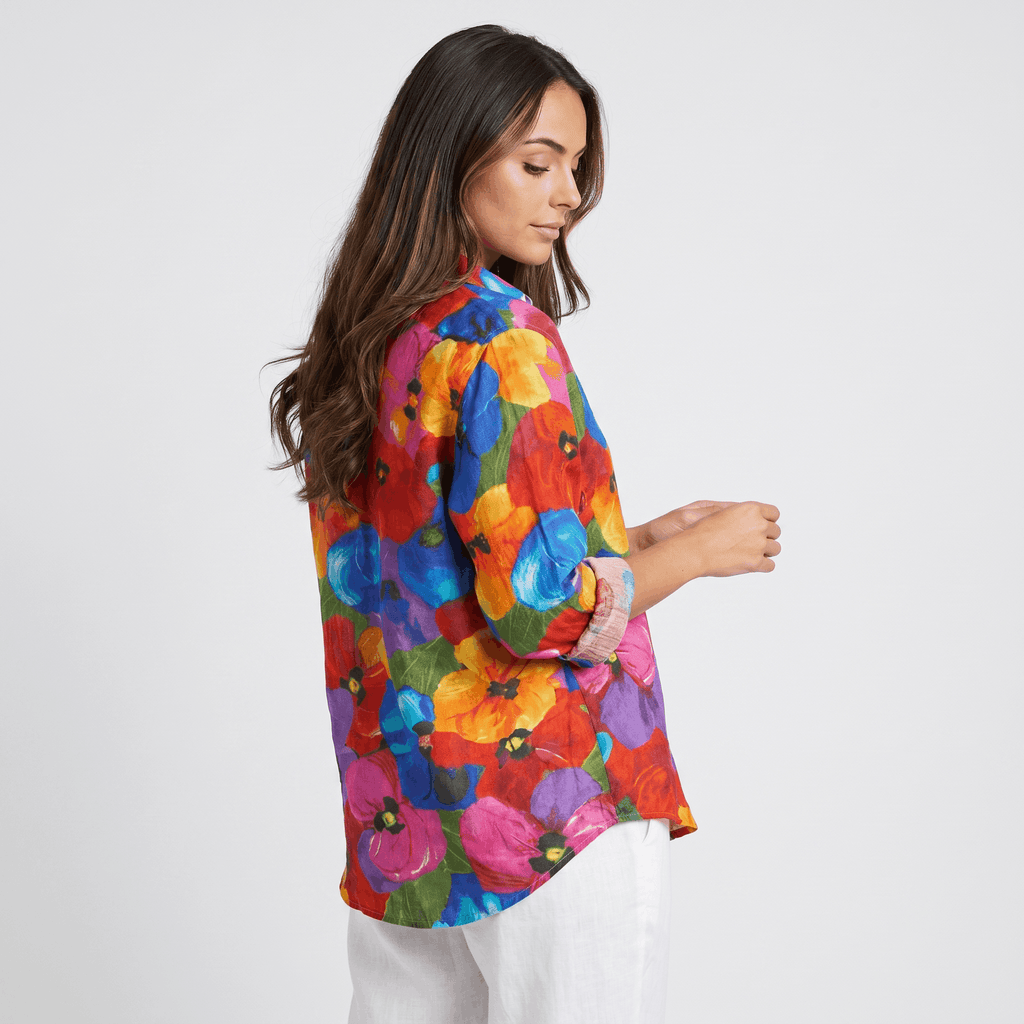 Isabella Printed Linen Blouse – Relaxed Colorful Lightweight Everyday Top