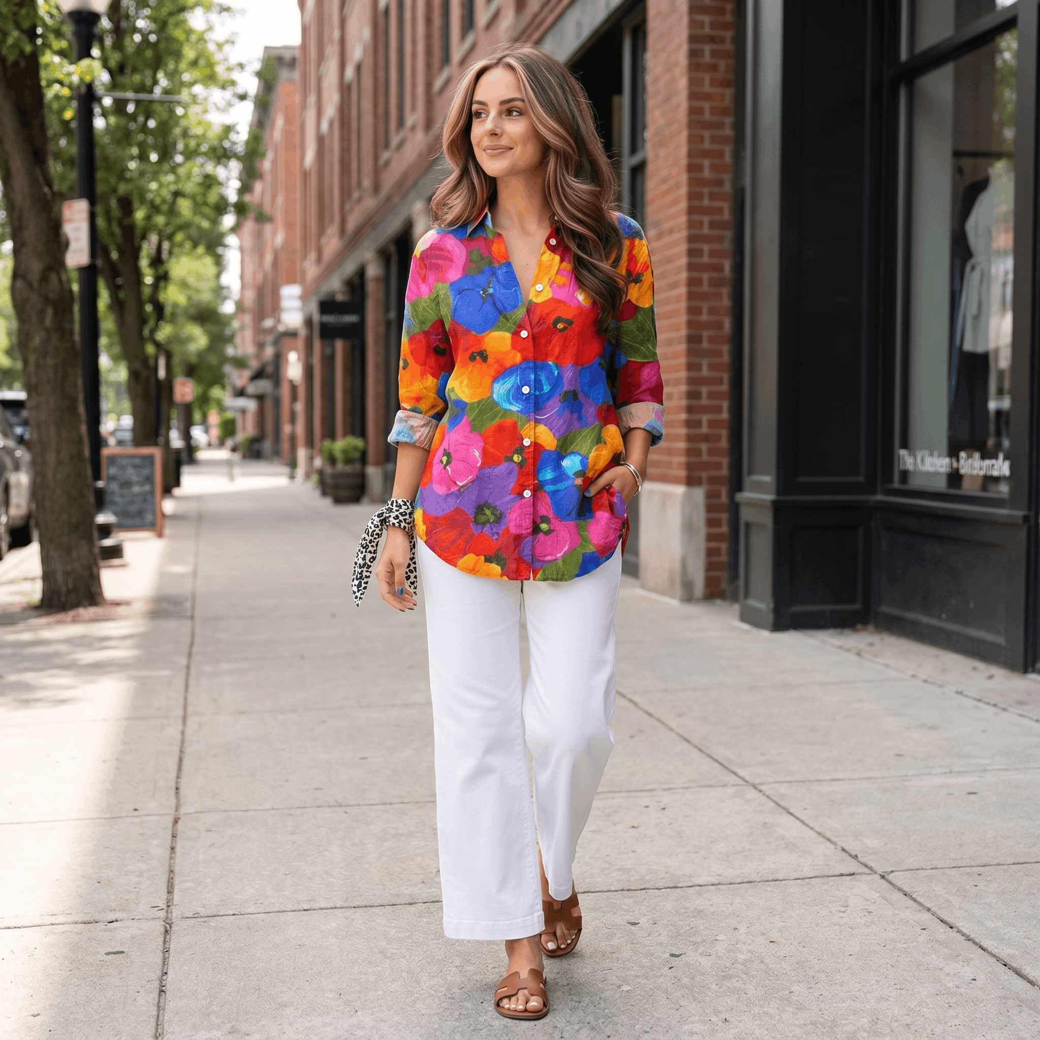Isabella Printed Linen Blouse – Relaxed Colorful Lightweight Everyday Top