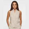 Pia Linen Blend Sleeveless Blouse – Relaxed Lightweight Polished Everyday Top