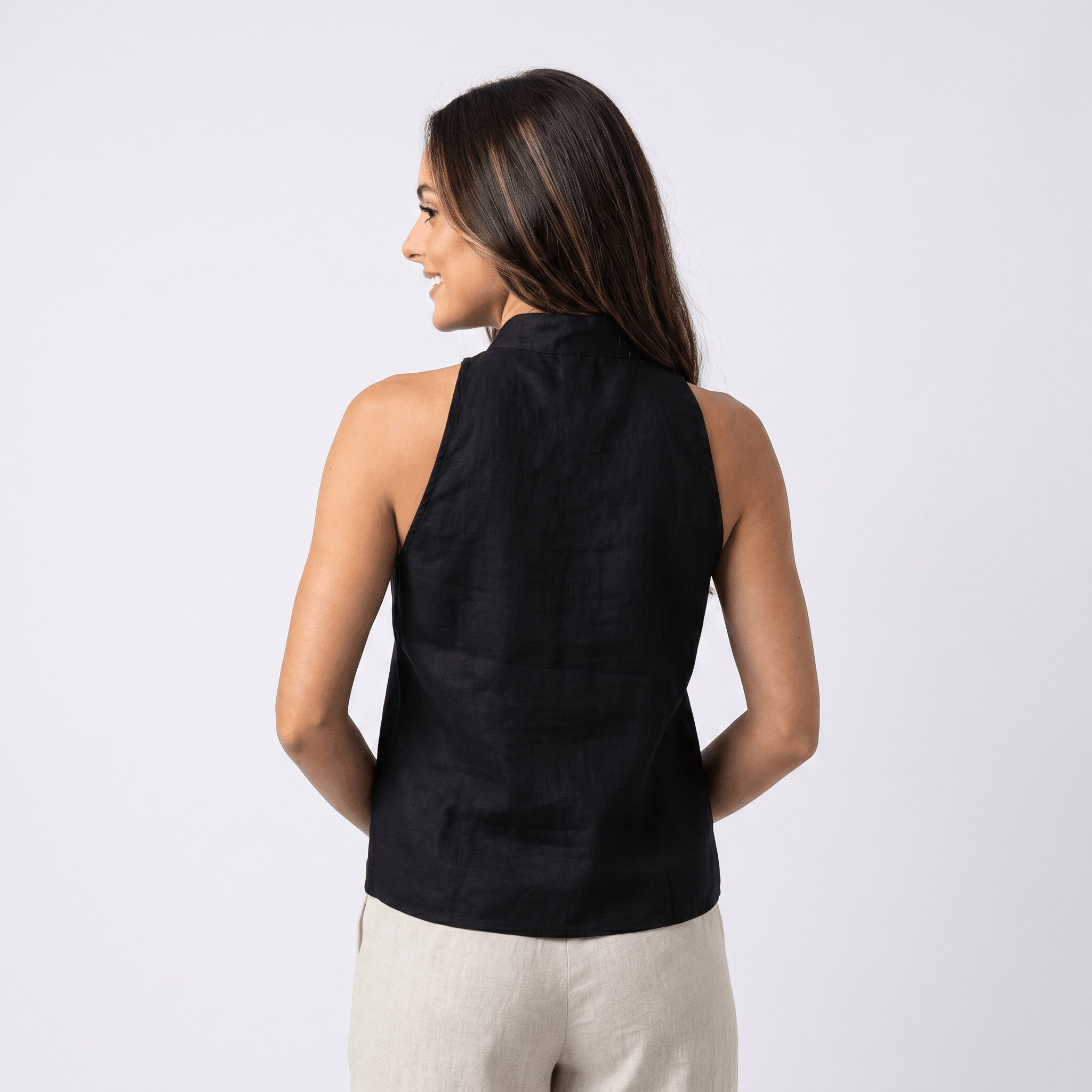 Pia Linen Blend Sleeveless Blouse – Relaxed Lightweight Polished Everyday Top