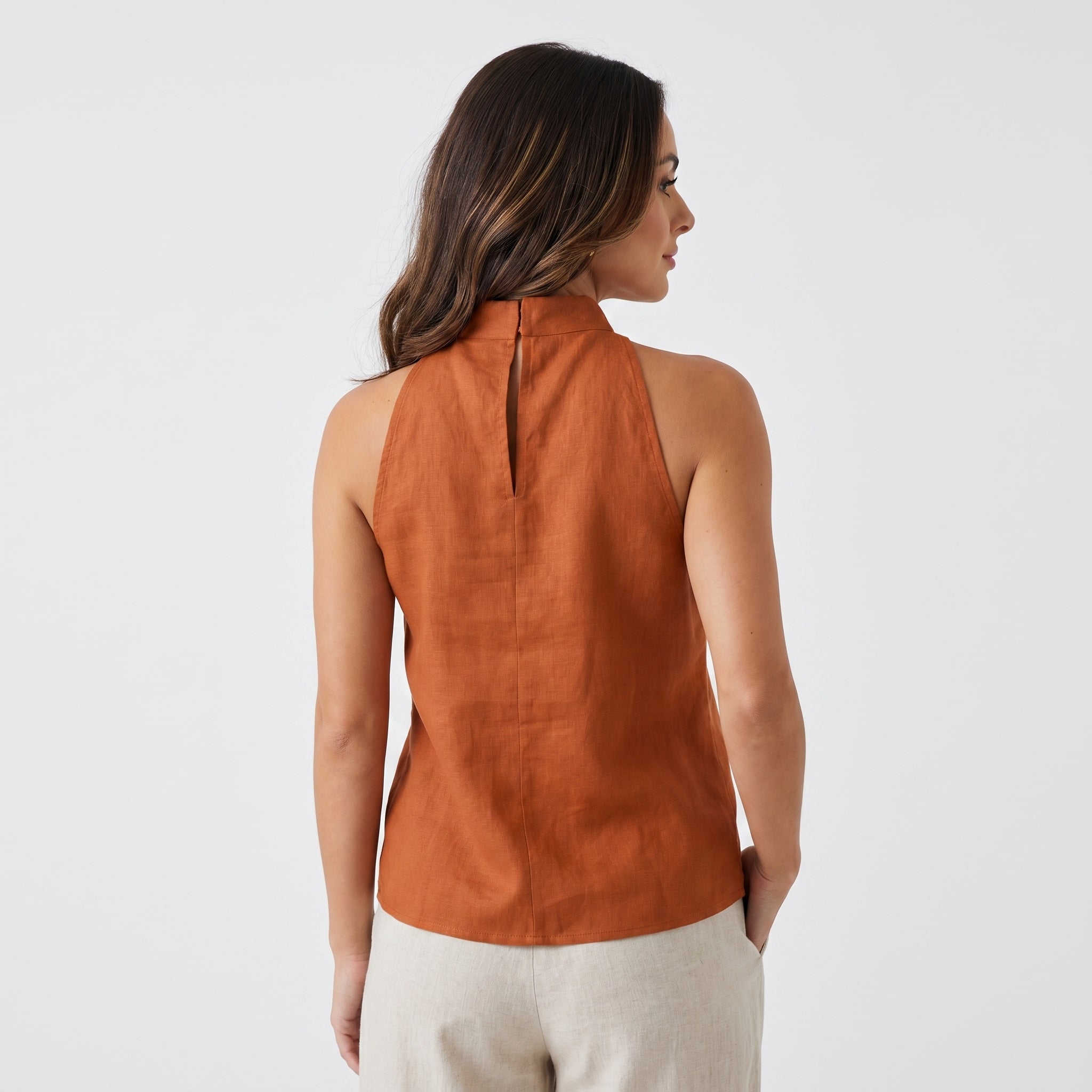 Pia Linen Blend Sleeveless Blouse – Relaxed Lightweight Polished Everyday Top