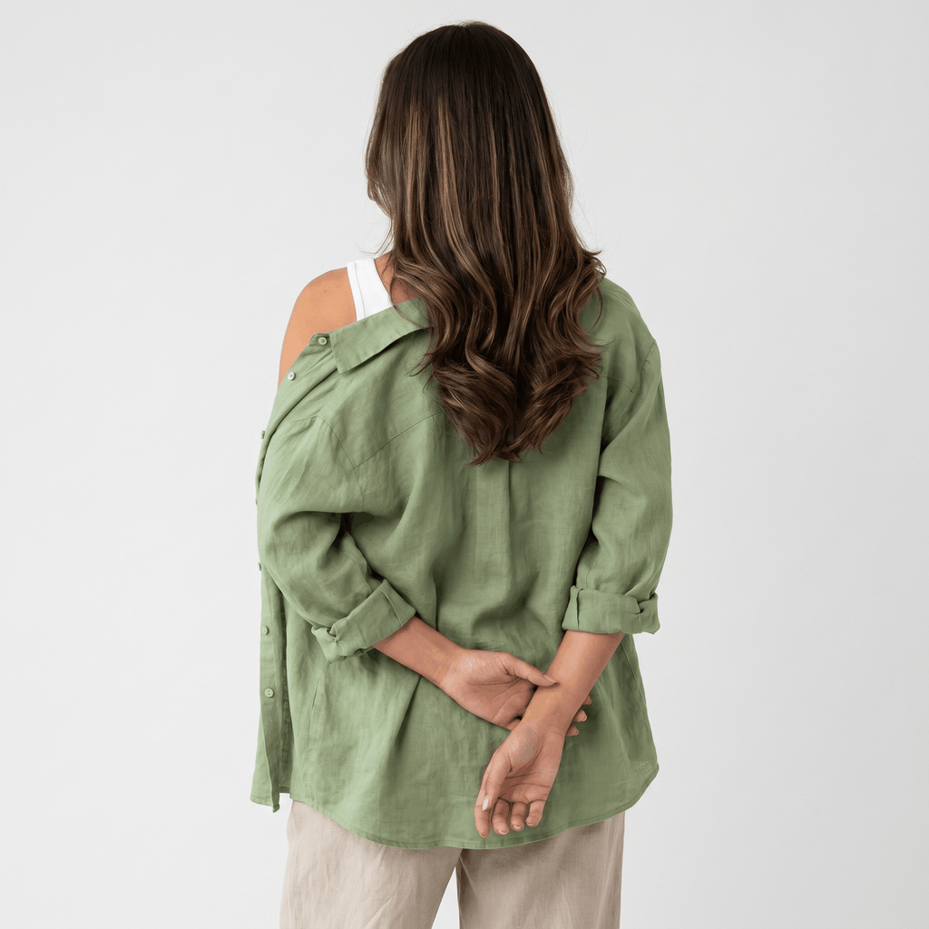 Olivia Linen Button-Up Shirt – Relaxed Airy Roll-Tab Everyday Blouse