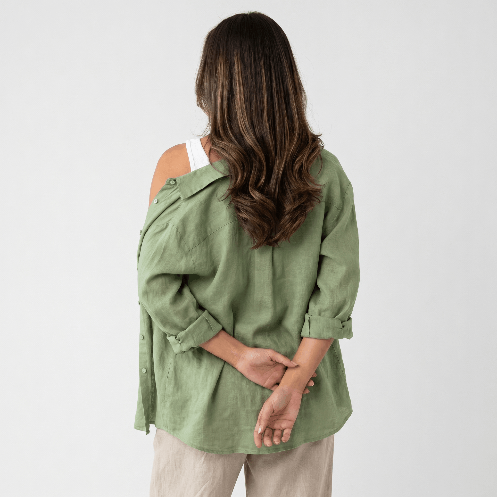 Olivia Linen Button-Up Shirt – Relaxed Airy Roll-Tab Everyday Blouse