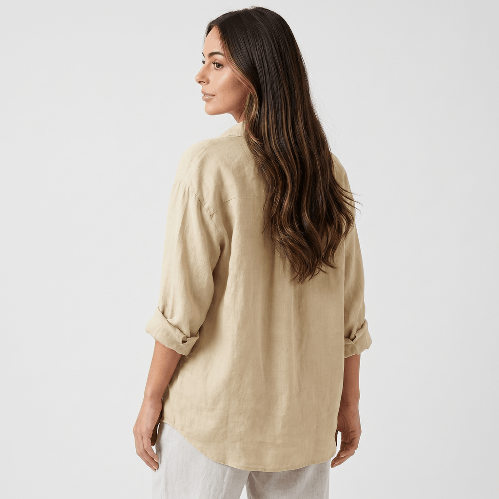 Olivia Linen Button-Up Shirt – Relaxed Airy Roll-Tab Everyday Blouse