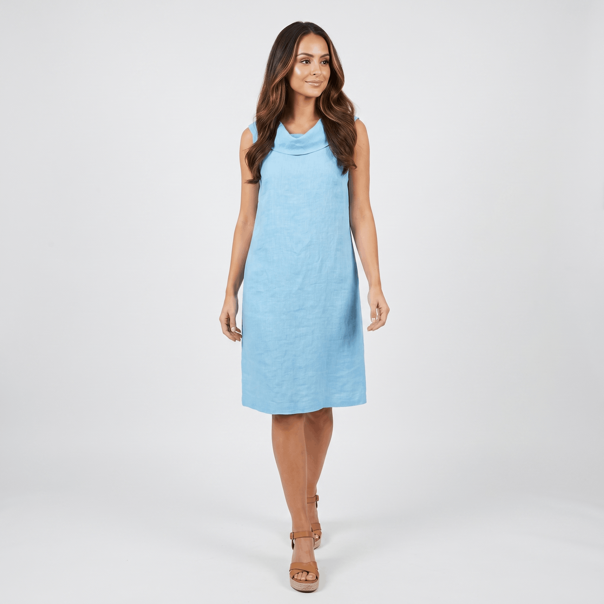 Frances Casual Linen Midi Dress – Relaxed Pocketed Elegant Everyday Dress
