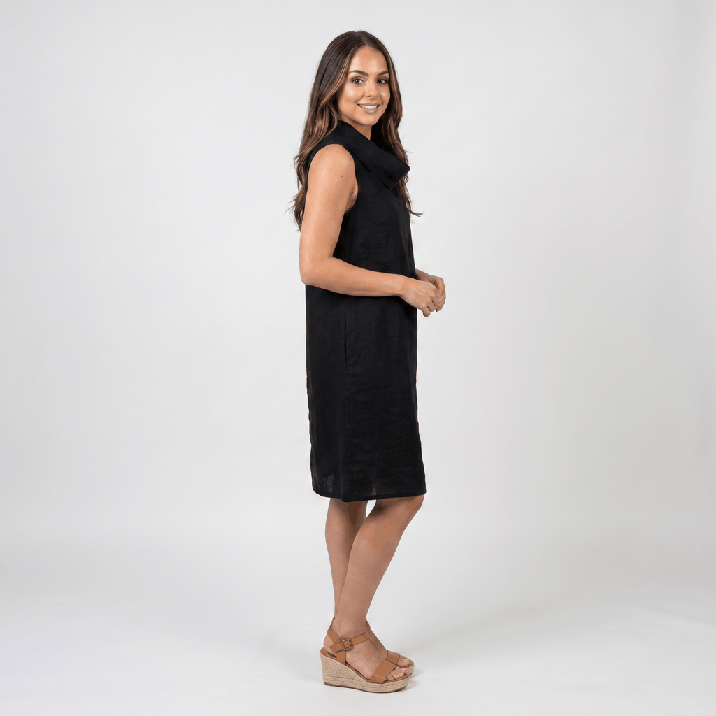 Frances Casual Linen Midi Dress – Relaxed Pocketed Elegant Everyday Dress