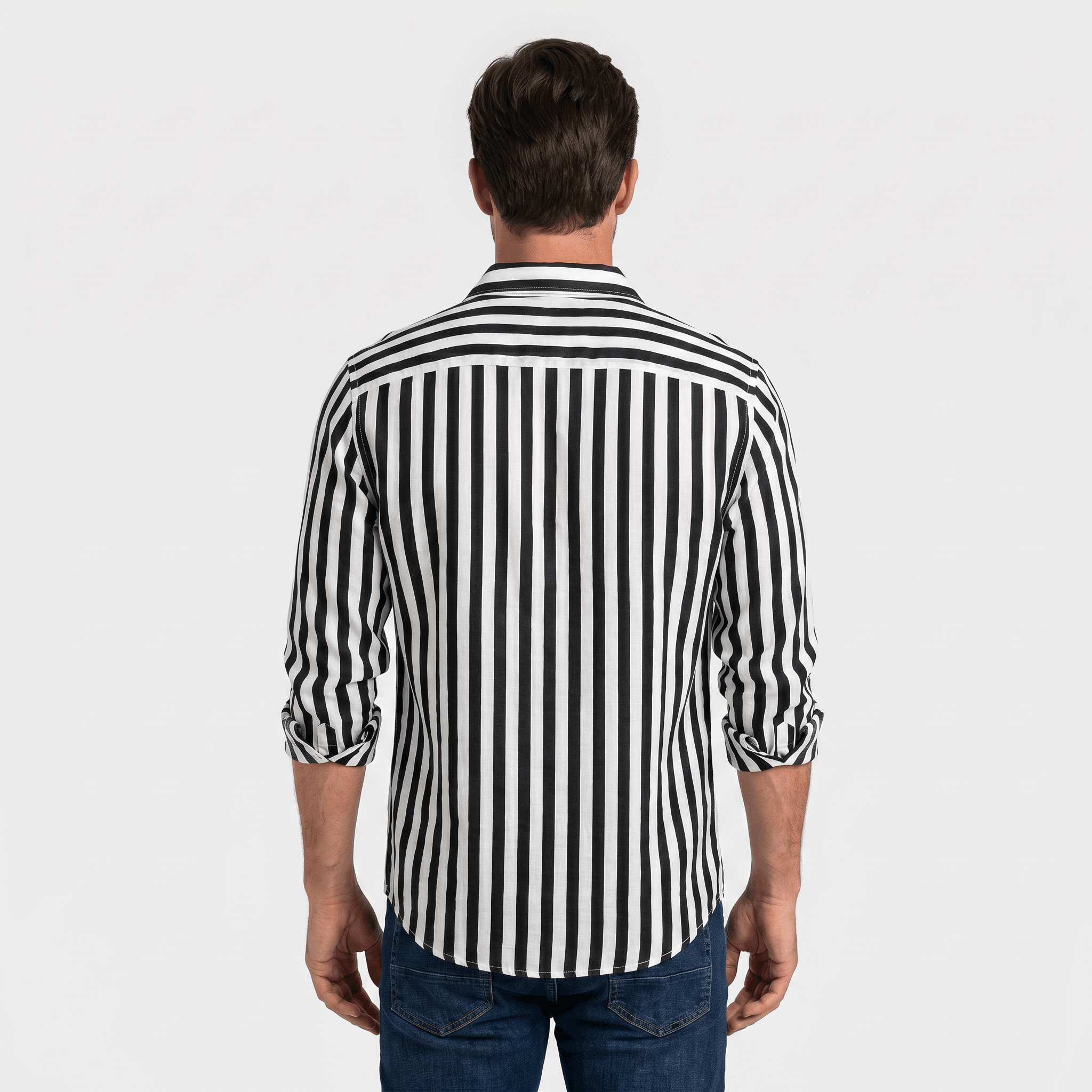 Mateo Pure Linen Striped Shirt – Slim Fit Long Sleeve Point Collar Casual Summer Top