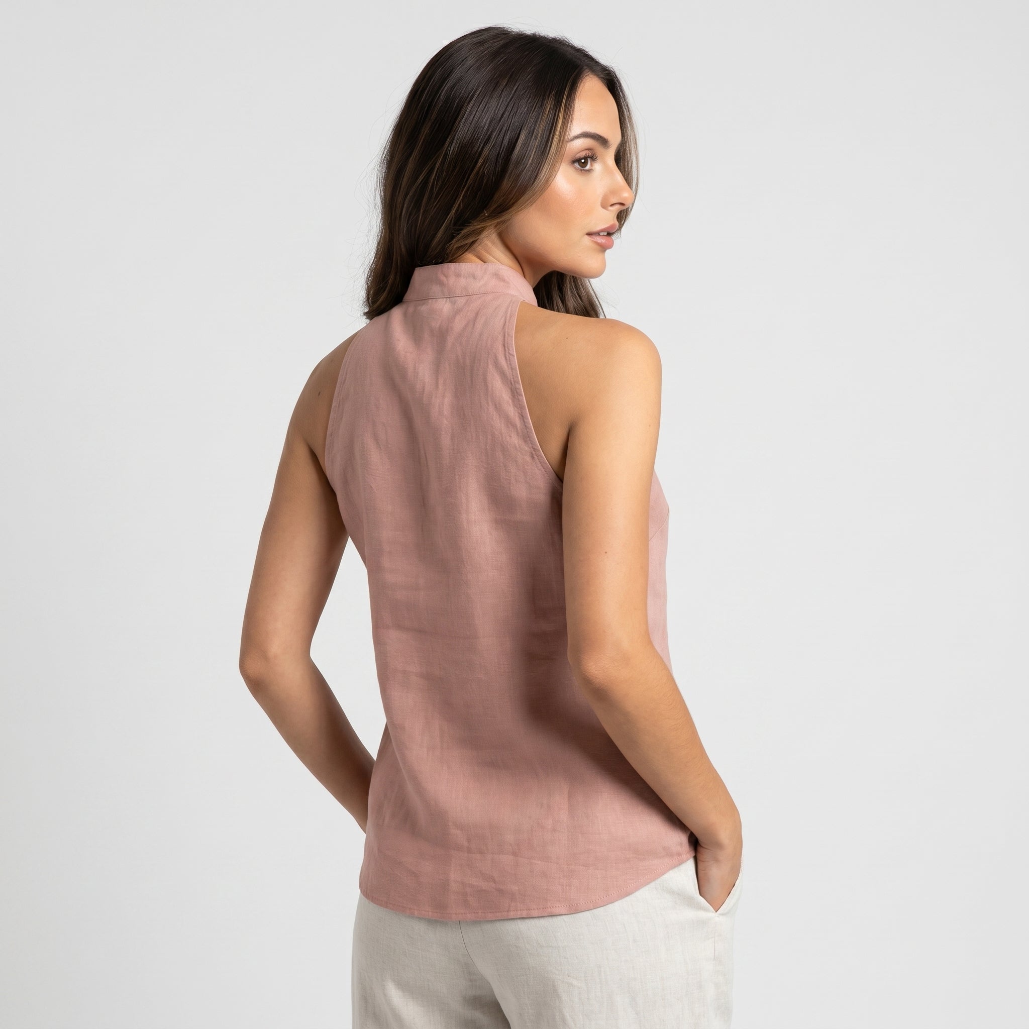 Pia Linen Blend Sleeveless Blouse – Relaxed Lightweight Polished Everyday Top