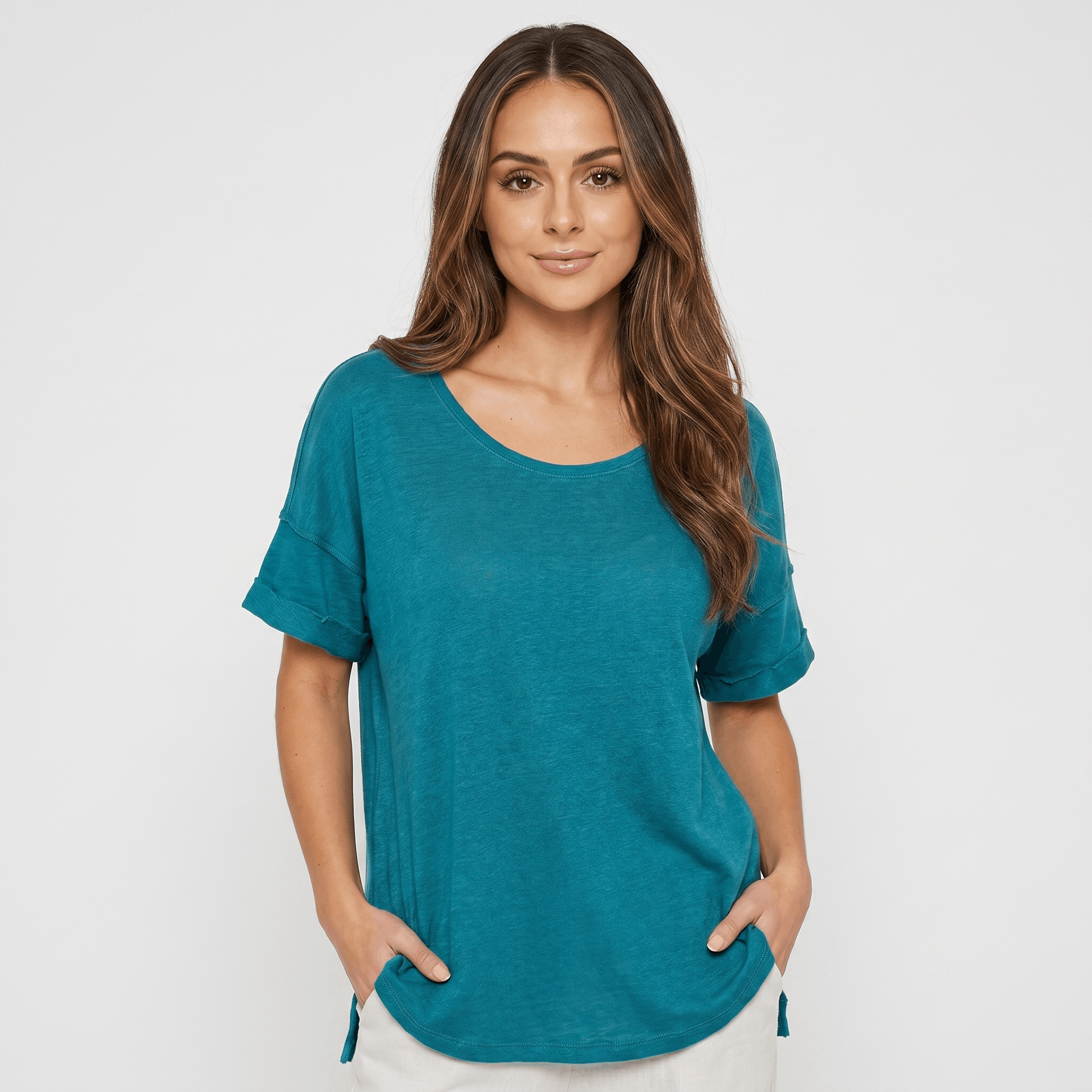 Emma Linen Blend Oversized T-Shirt – Relaxed Lightweight Everyday Casual Top