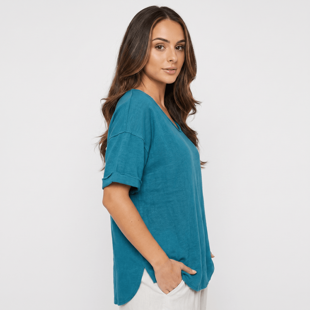 Emma Linen Blend Oversized T-Shirt – Relaxed Lightweight Everyday Casual Top