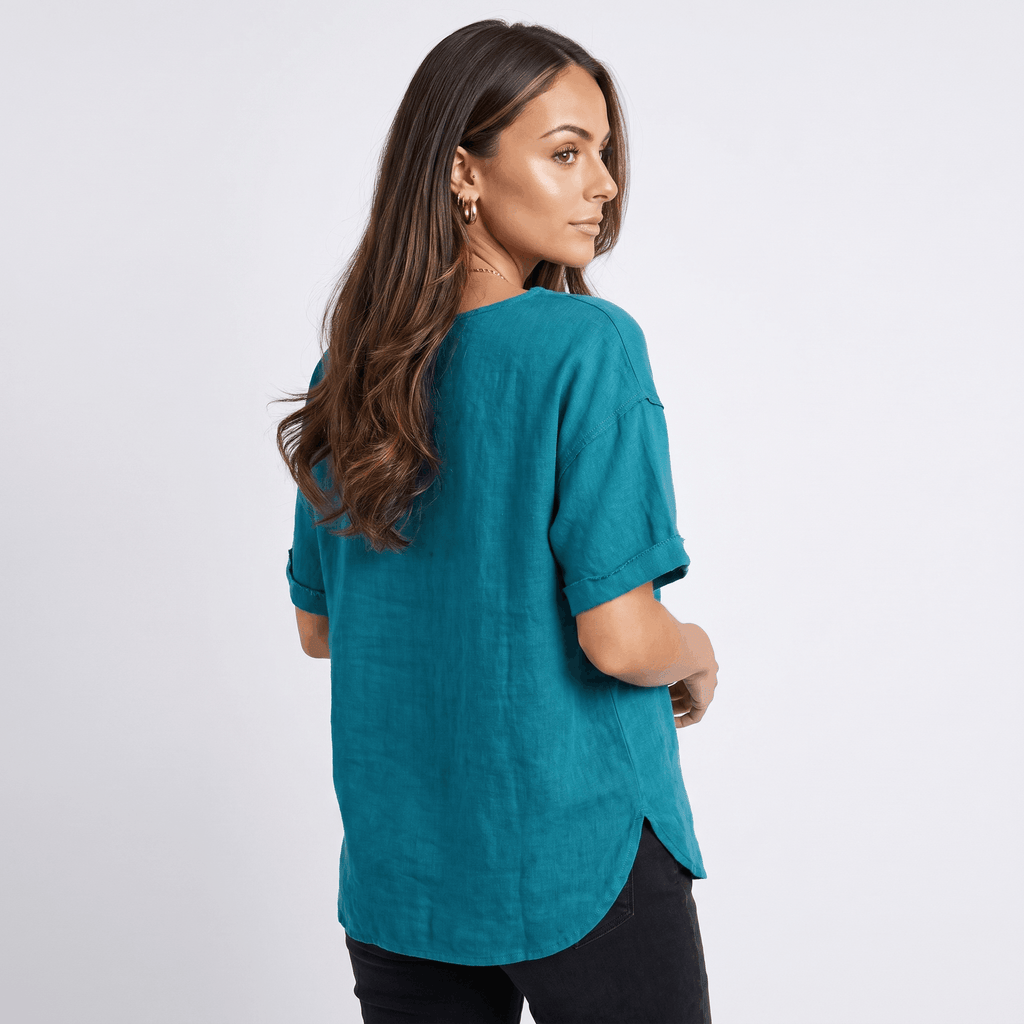 Emma Linen Blend Oversized T-Shirt – Relaxed Lightweight Everyday Casual Top