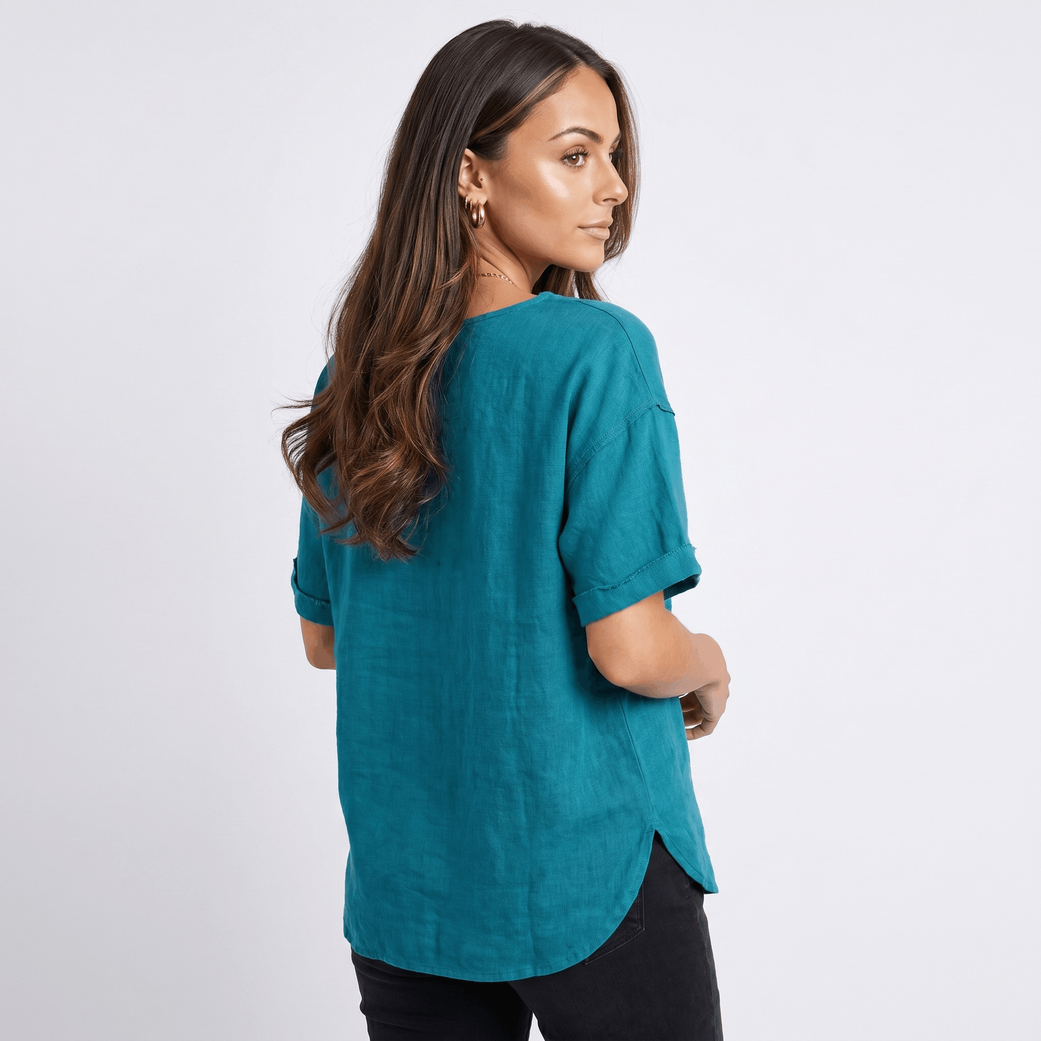 Emma Linen Blend Oversized T-Shirt – Relaxed Lightweight Everyday Casual Top
