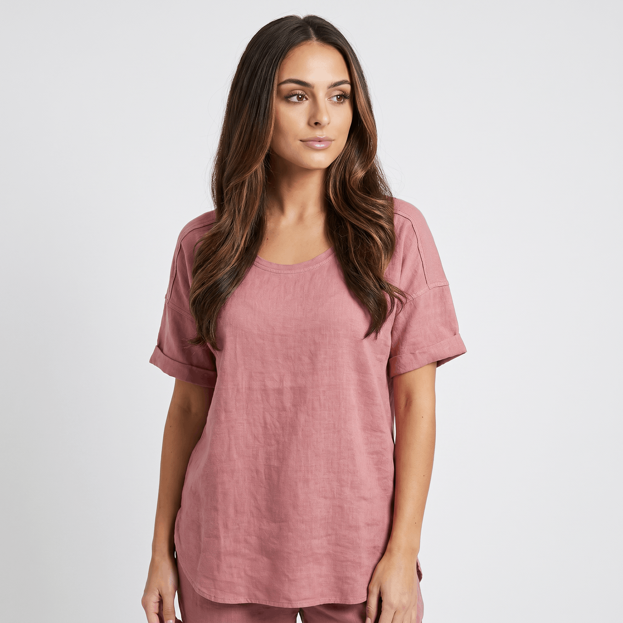 Emma Linen Blend Oversized T-Shirt – Relaxed Lightweight Everyday Casual Top
