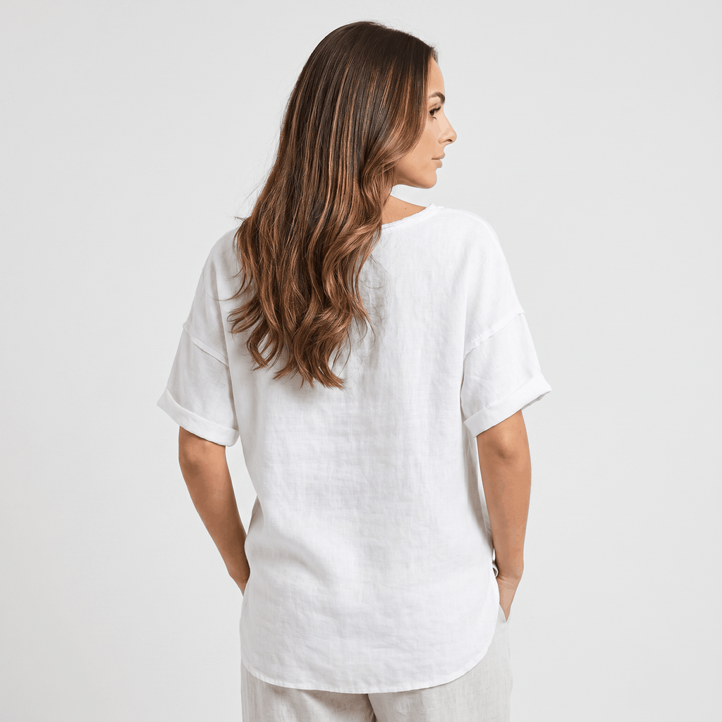 Emma Linen Blend Oversized T-Shirt – Relaxed Lightweight Everyday Casual Top
