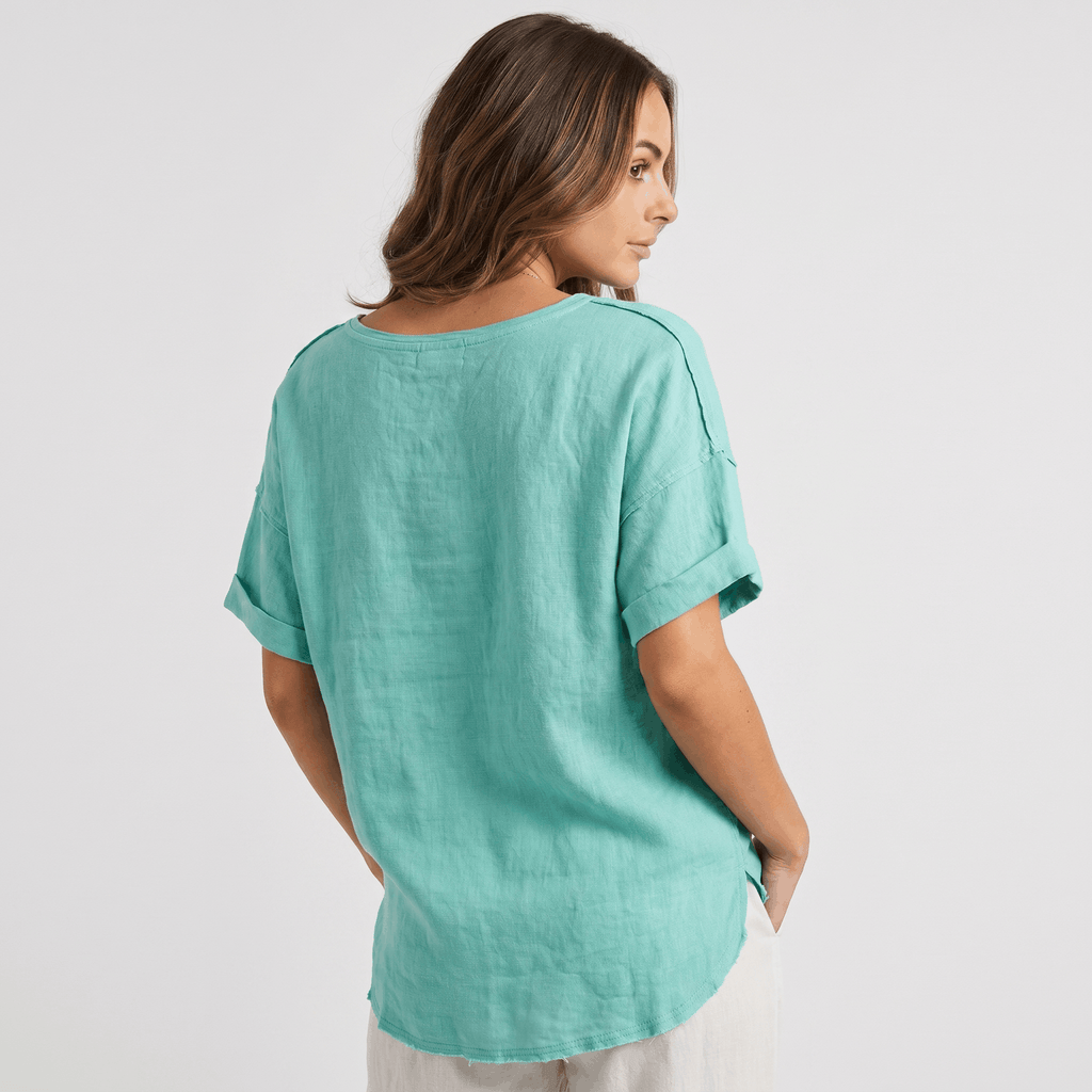 Emma Linen Blend Oversized T-Shirt – Relaxed Lightweight Everyday Casual Top