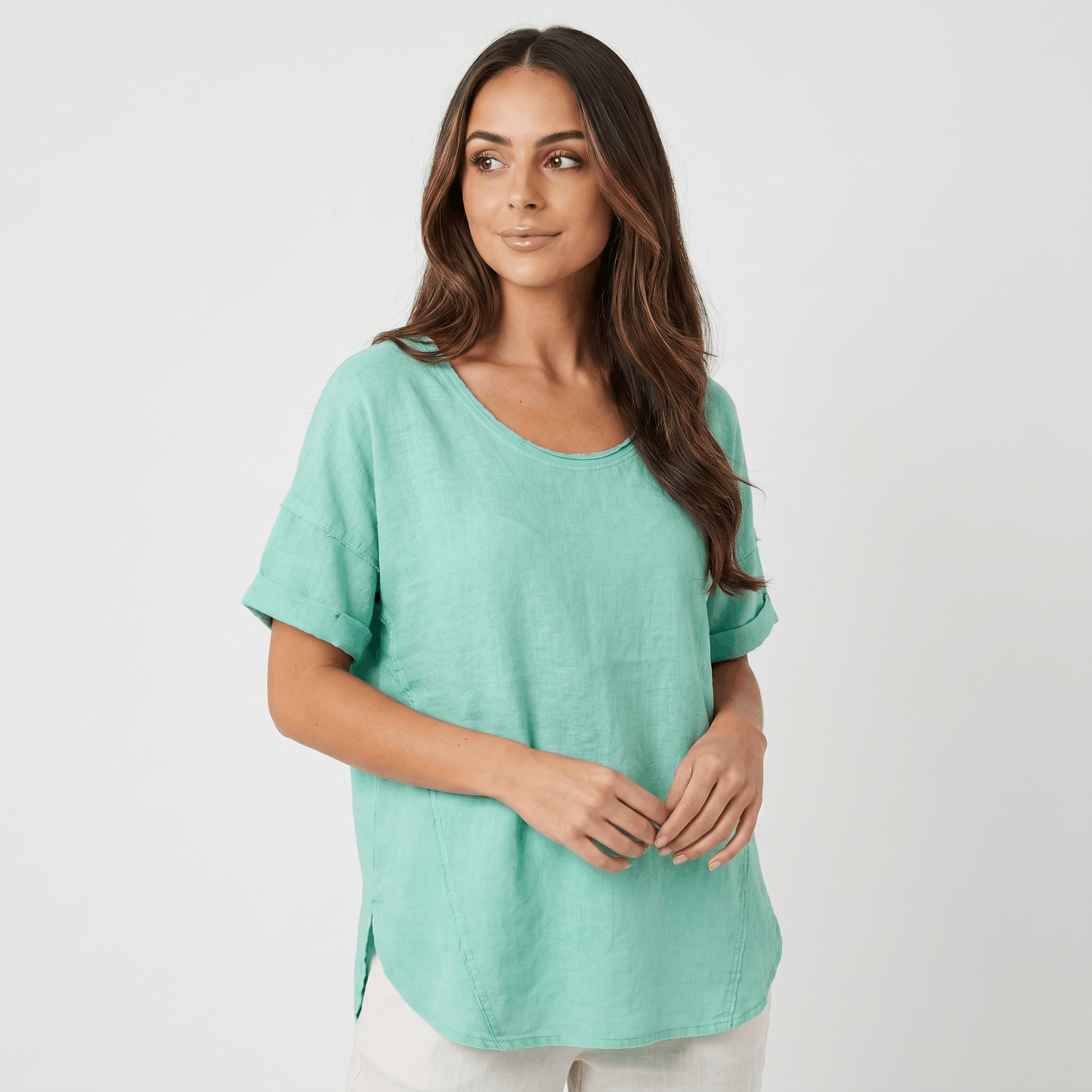 Emma Linen Blend Oversized T-Shirt – Relaxed Lightweight Everyday Casual Top