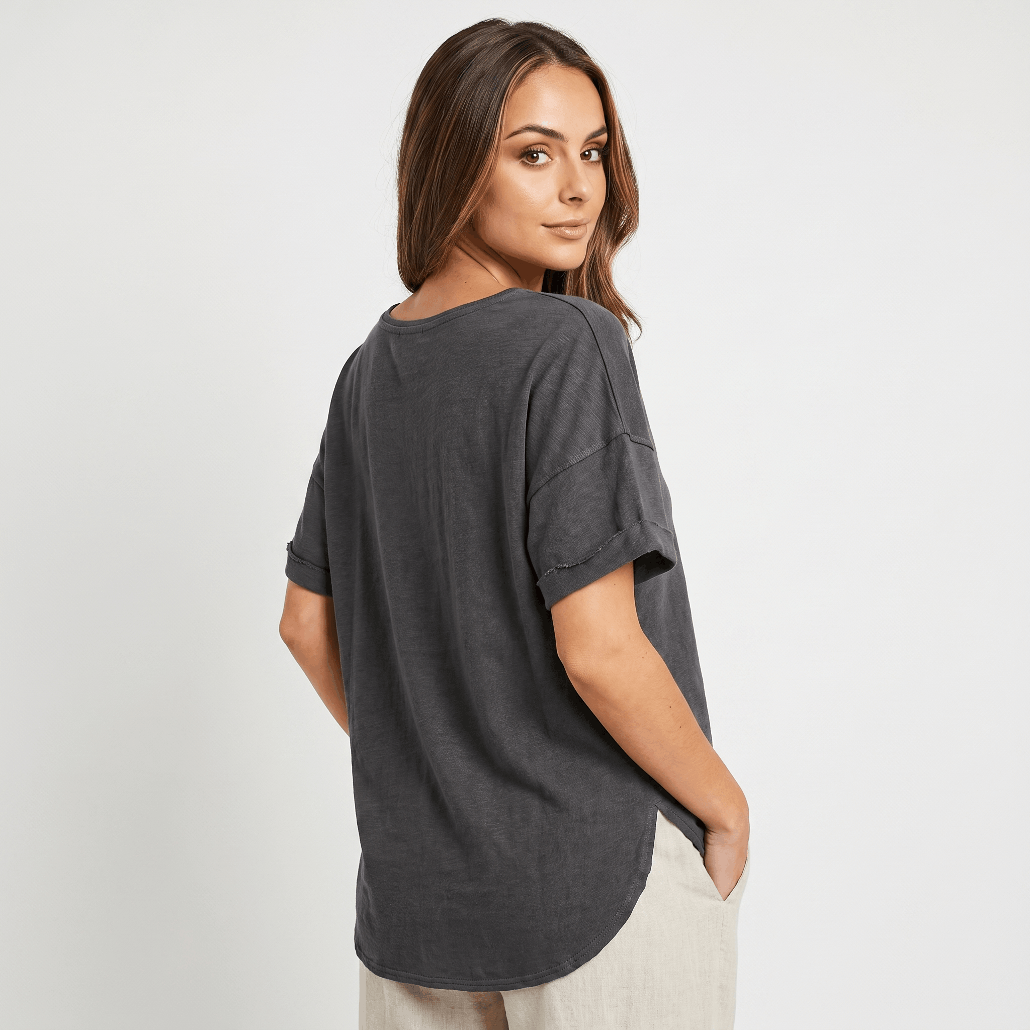 Emma Linen Blend Oversized T-Shirt – Relaxed Lightweight Everyday Casual Top