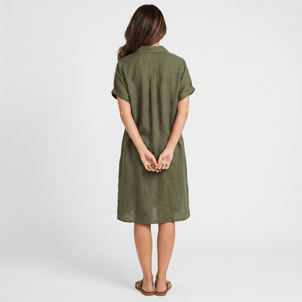 Regan Cotton Linen Shirt Dress – Relaxed Midi Button-Front Summer Style