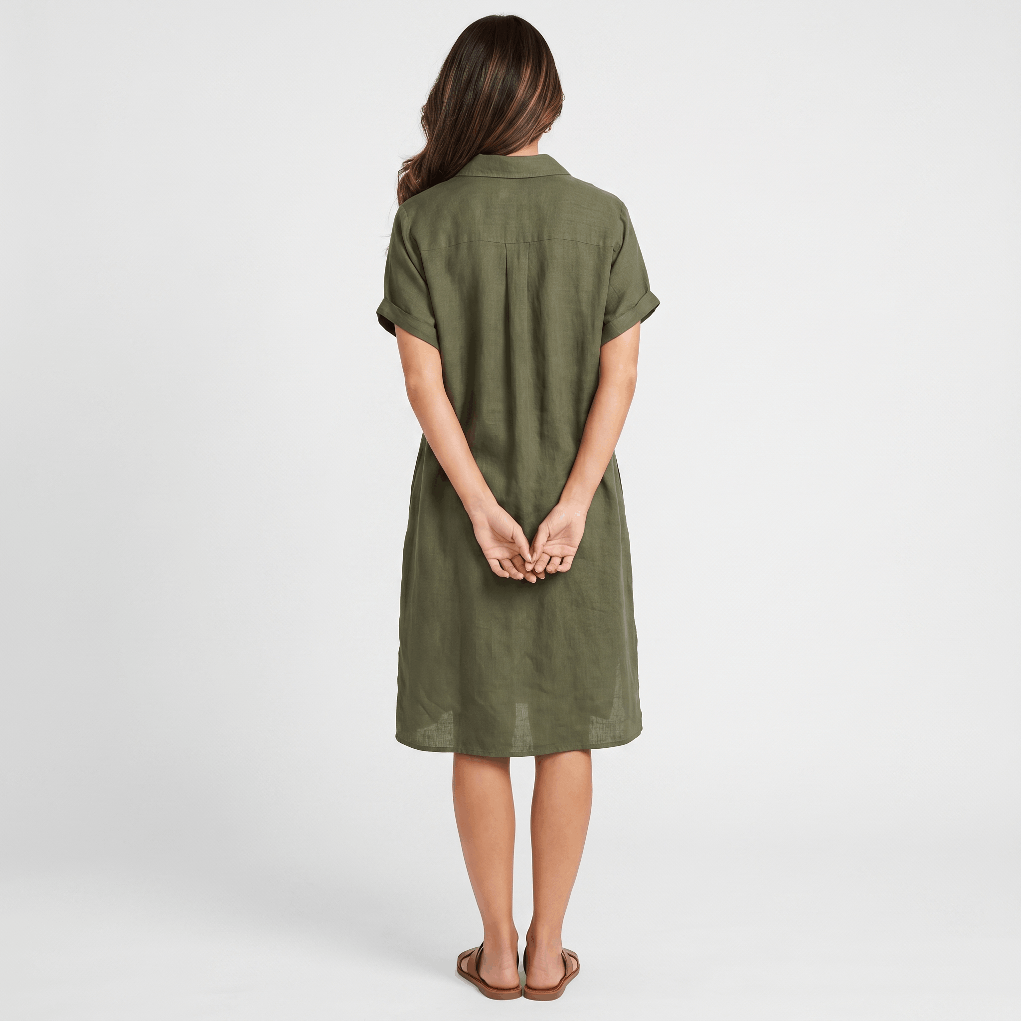 Regan Cotton Linen Shirt Dress – Relaxed Midi Button-Front Summer Style