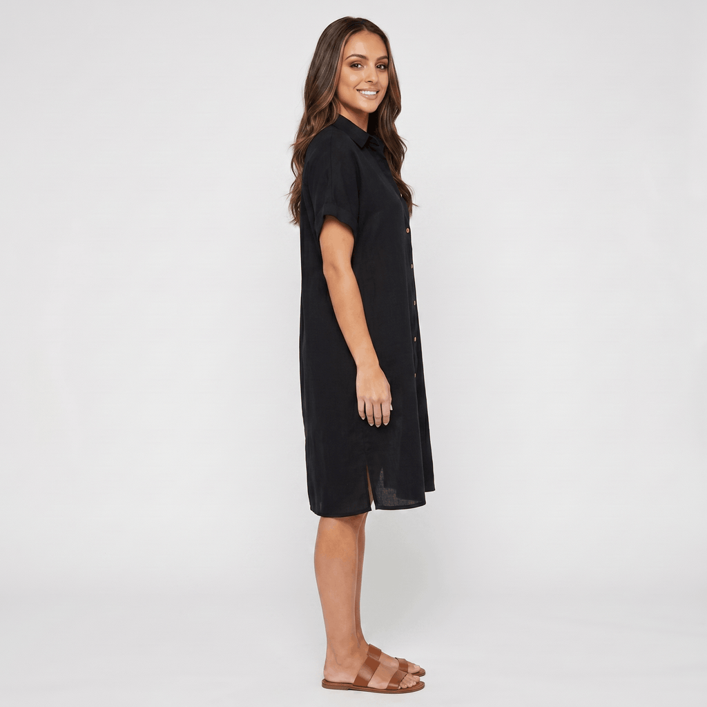 Regan Cotton Linen Shirt Dress – Relaxed Midi Button-Front Summer Style