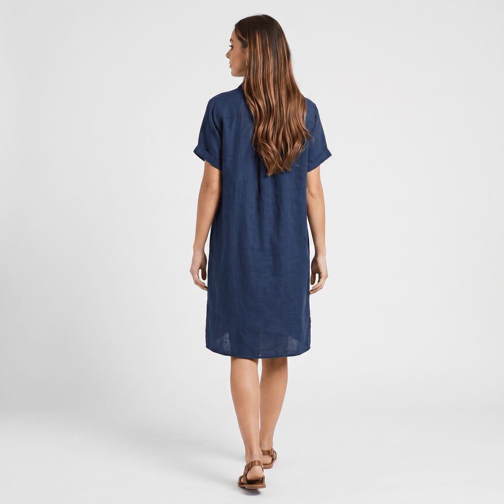 Regan Cotton Linen Shirt Dress – Relaxed Midi Button-Front Summer Style