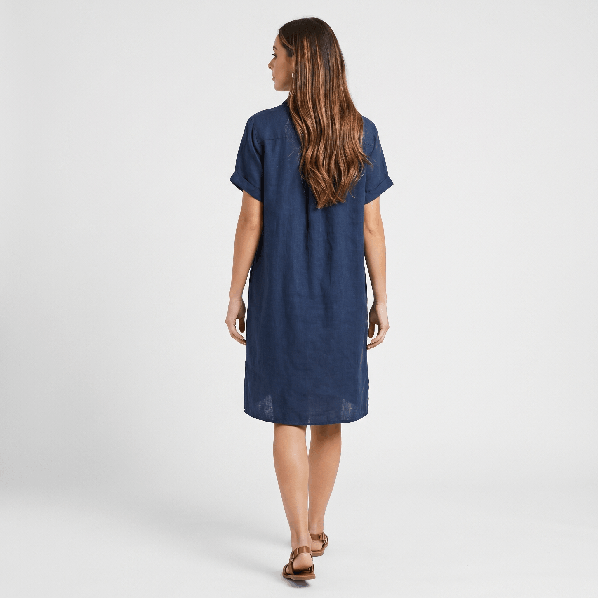 Regan Cotton Linen Shirt Dress – Relaxed Midi Button-Front Summer Style