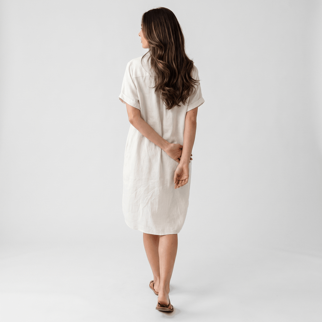 Regan Cotton Linen Shirt Dress – Relaxed Midi Button-Front Summer Style