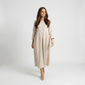 Fiona Cotton Linen Blend Midi Dress – Three Quarter Sleeve Relaxed Everyday Elegance