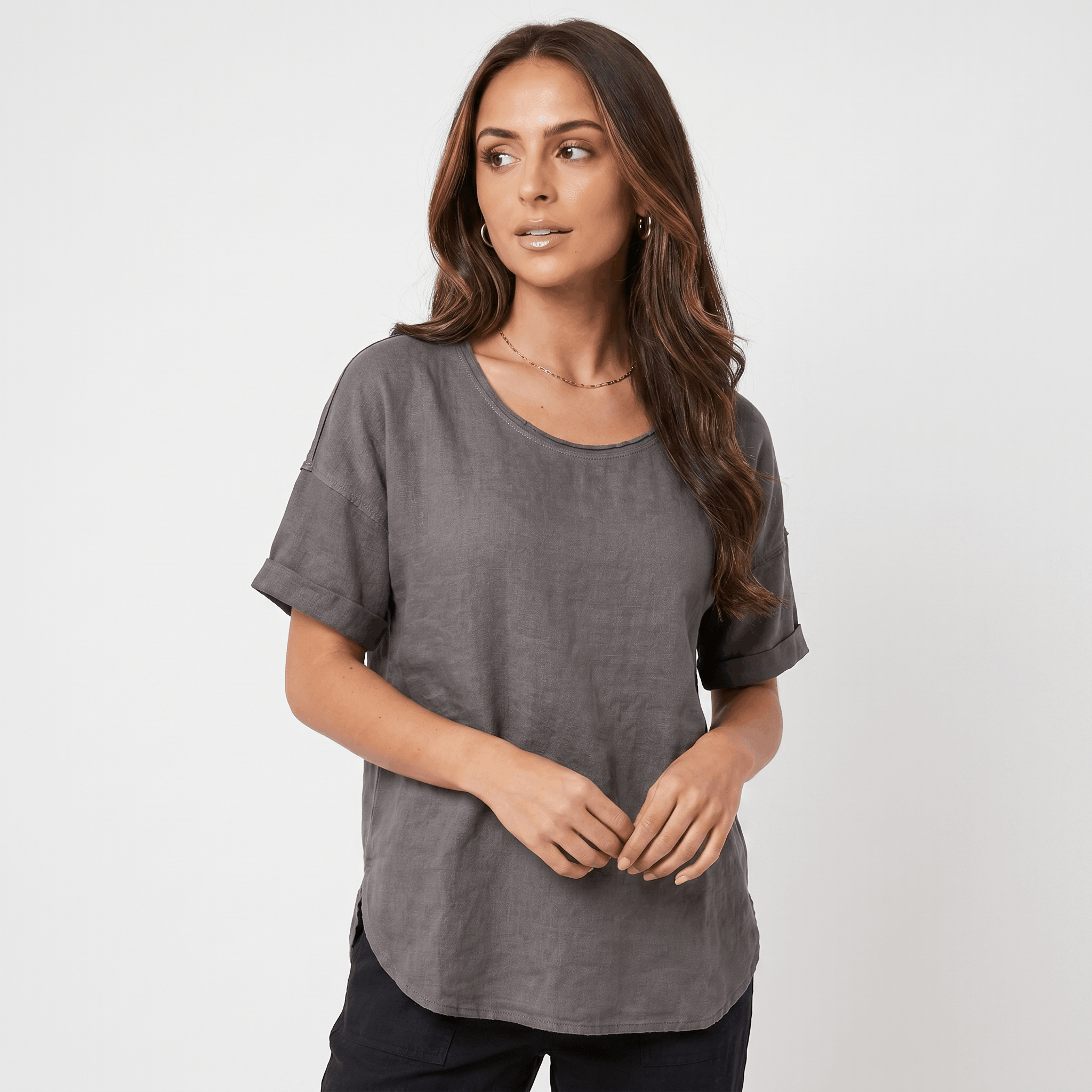 Emma Linen Blend Oversized T-Shirt – Relaxed Lightweight Everyday Casual Top
