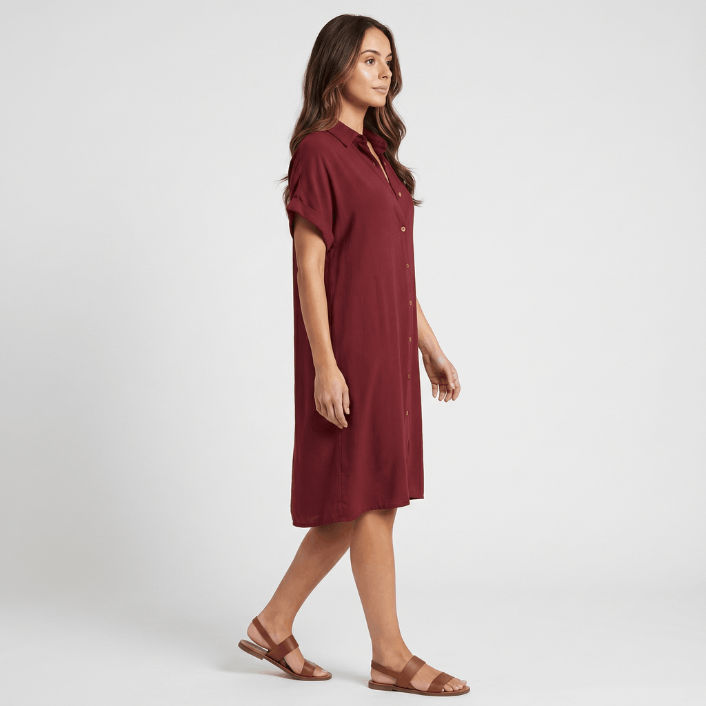 Regan Cotton Linen Shirt Dress – Relaxed Midi Button-Front Summer Style