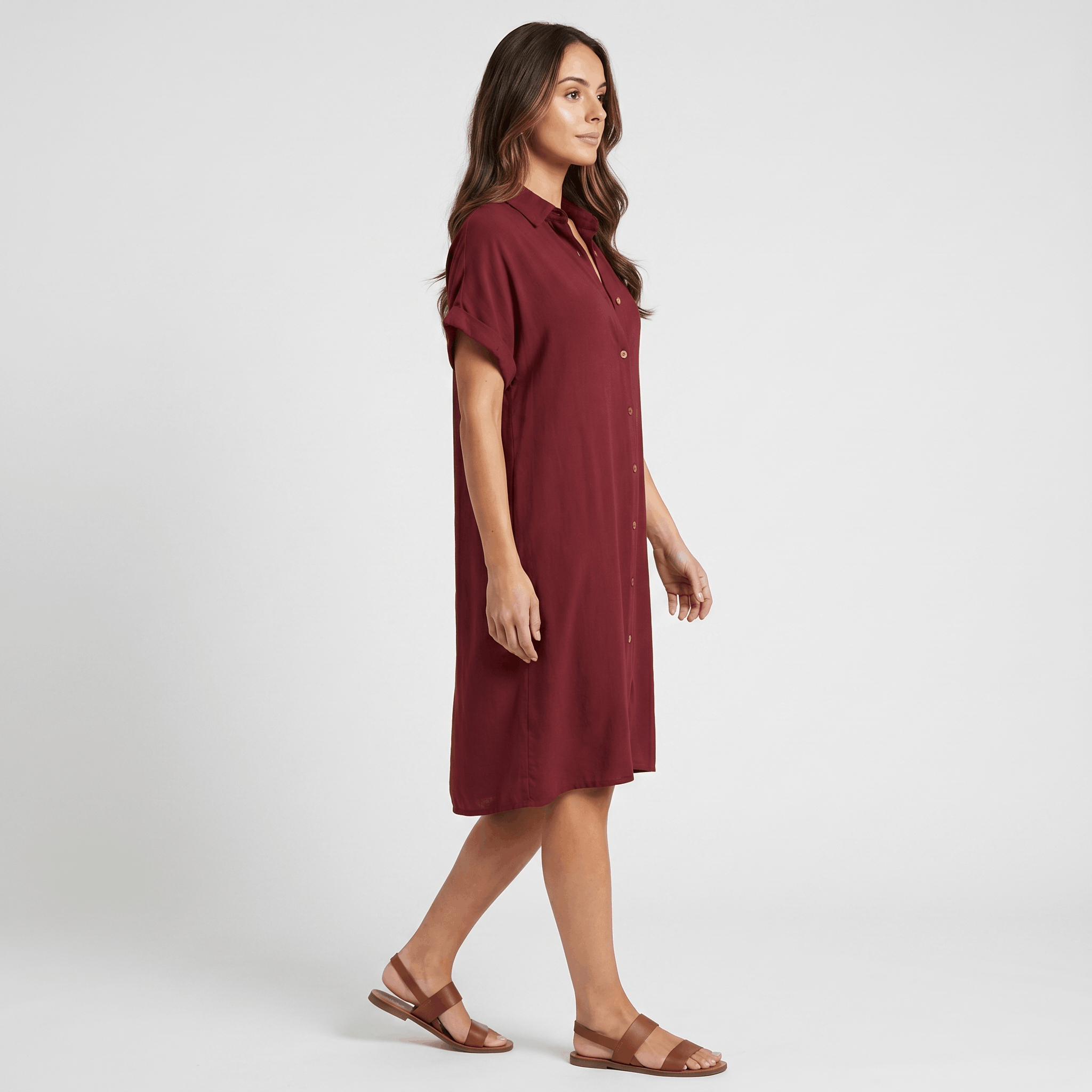 Regan Cotton Linen Shirt Dress – Relaxed Midi Button-Front Summer Style