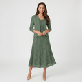 Delia Lace Midi Dress Set – Crew Neck Long-Sleeve Cardigan Layered