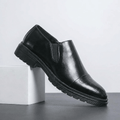 Crimson Genuine Leather Slip-On Dress Shoes – Classic Brogue Formal Footwear