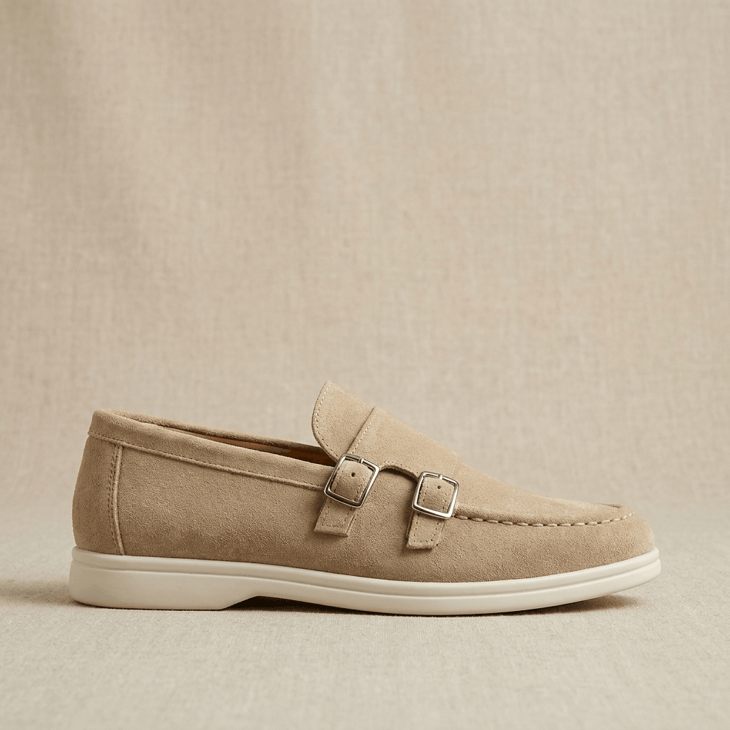 Gerald Suede Double Monk Loafers – Slip-On Casual Dress Shoes