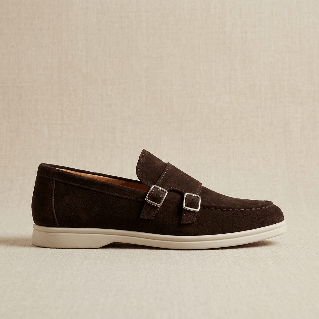 Gerald Suede Double Monk Loafers – Slip-On Casual Dress Shoes