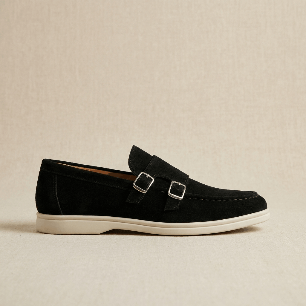 Gerald Suede Double Monk Loafers – Slip-On Casual Dress Shoes
