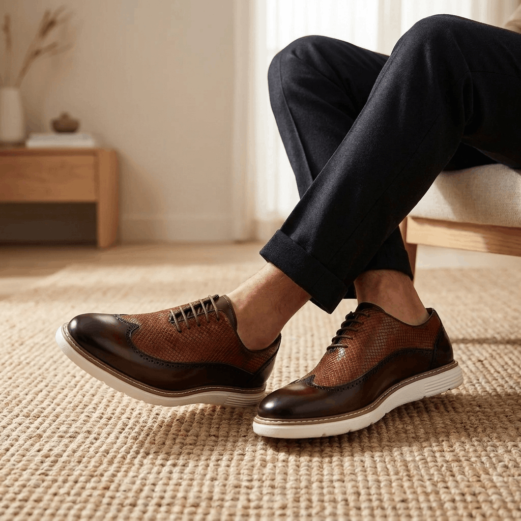Roddie Textured Dress Oxfords – Wingtip Brogue Lace-Up Formal Shoes