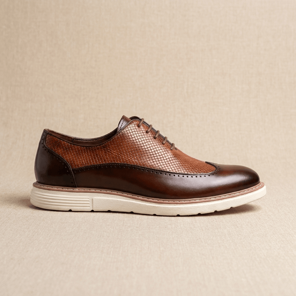 Roddie Textured Dress Oxfords – Wingtip Brogue Lace-Up Formal Shoes