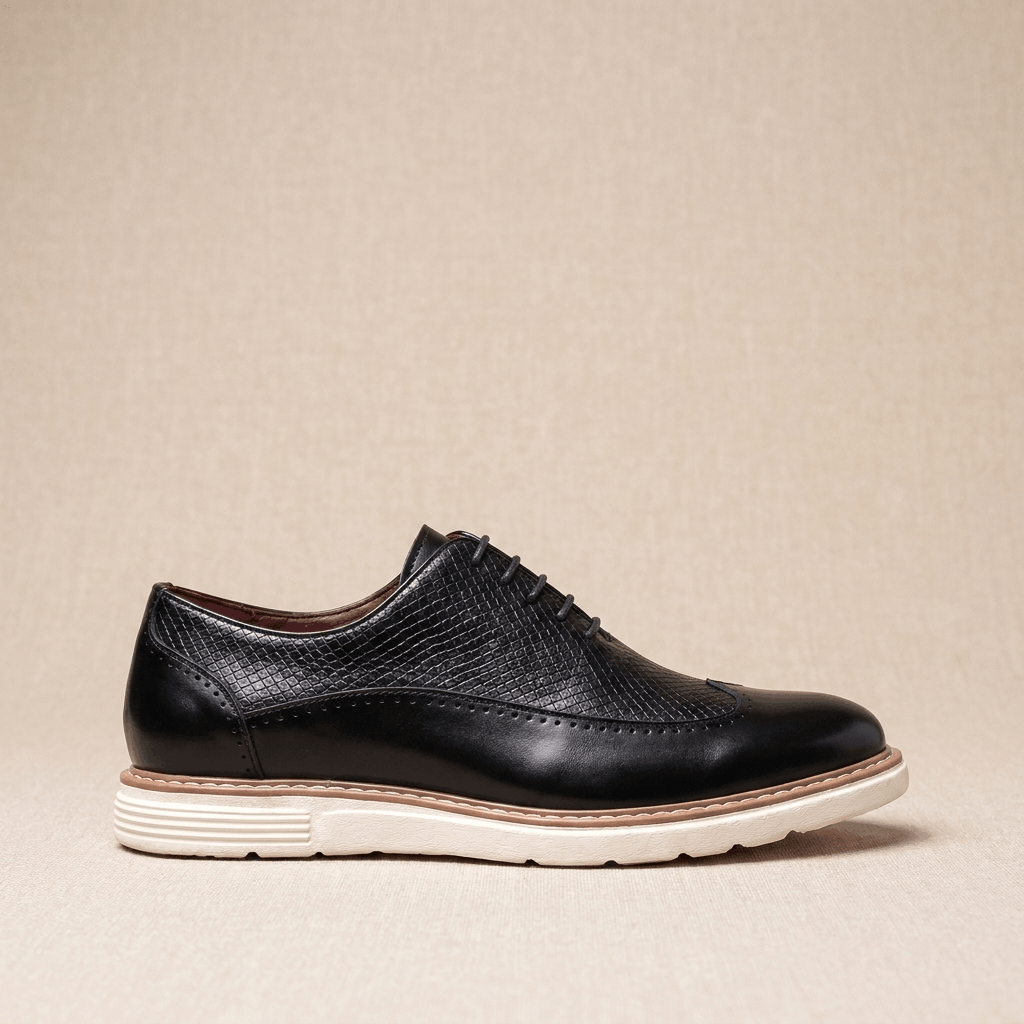 Roddie Textured Dress Oxfords – Wingtip Brogue Lace-Up Formal Shoes