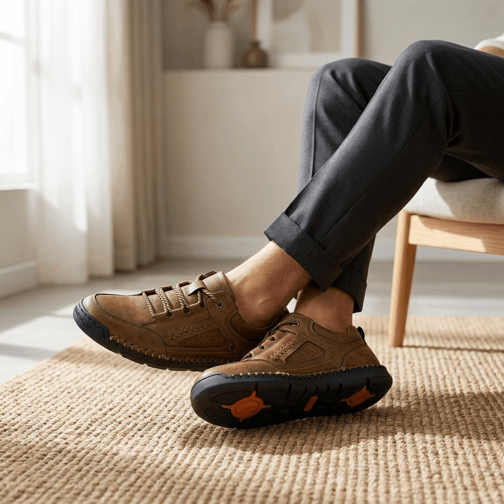 David Genuine Leather Hiking Shoes – Cushioned Rugged Outdoor Footwear