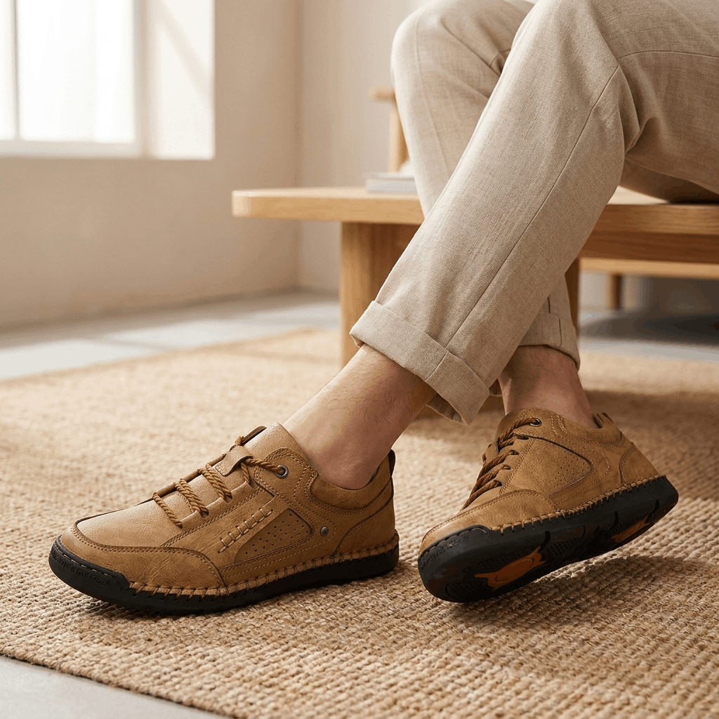 David Genuine Leather Hiking Shoes – Cushioned Rugged Outdoor Footwear