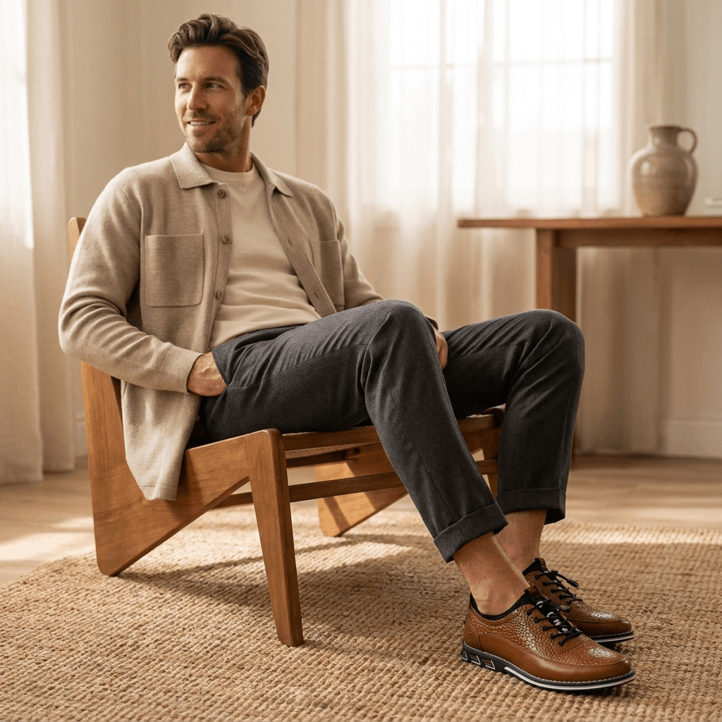 Maynard Casual Leather Sneakers – Water Resistant Cushioned Everyday Walking Shoes